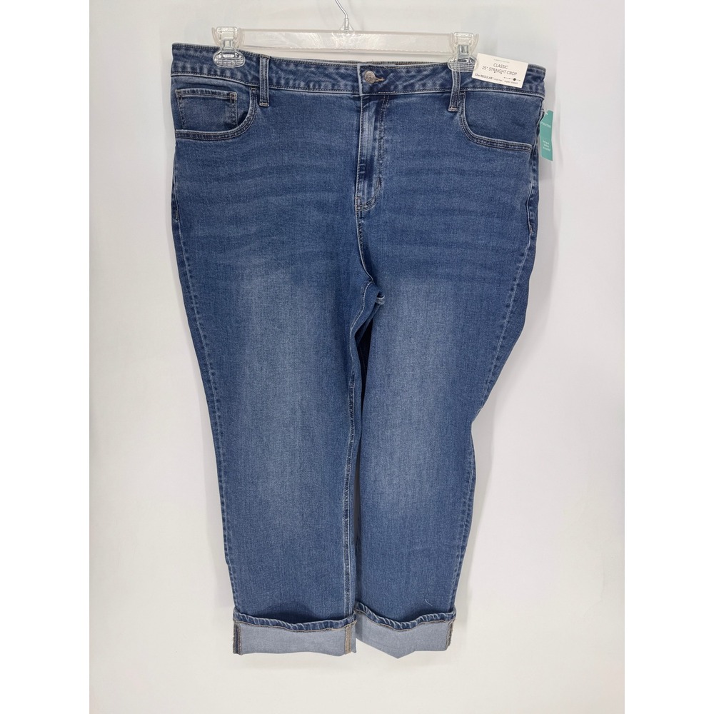 Maurices Jeans Women 22W Blue NWT Classic Straight Crop Mid Rise Super Stretch